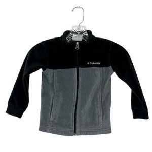 Kids Columbia Fleece Jacket Size 4T Black and Grey Full Zip Blank Name Tag